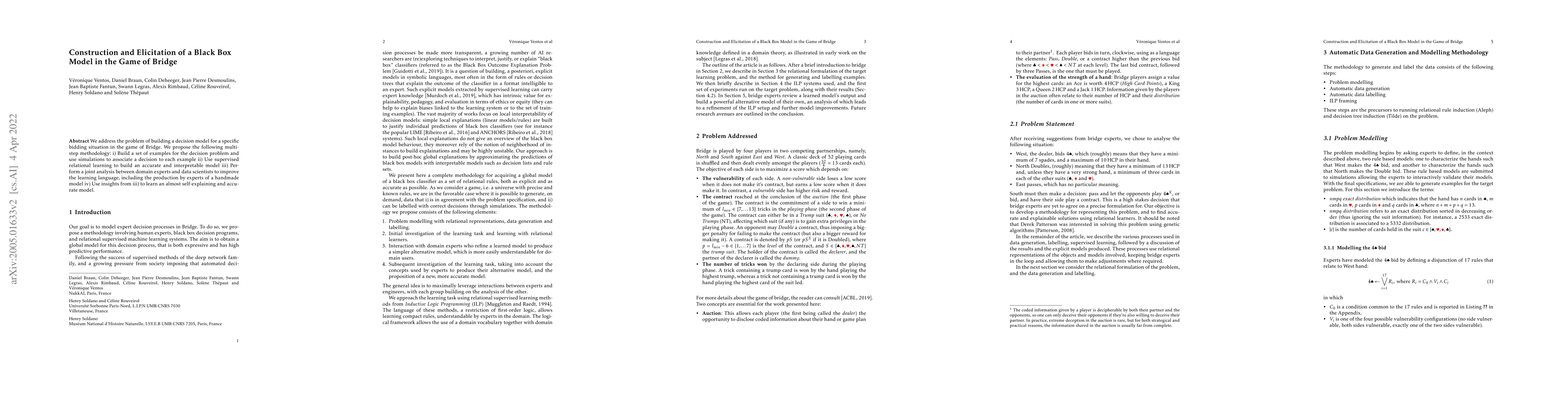 Thumbnail for Construction and Elicitation of a Black Box Model in the Game of Bridge