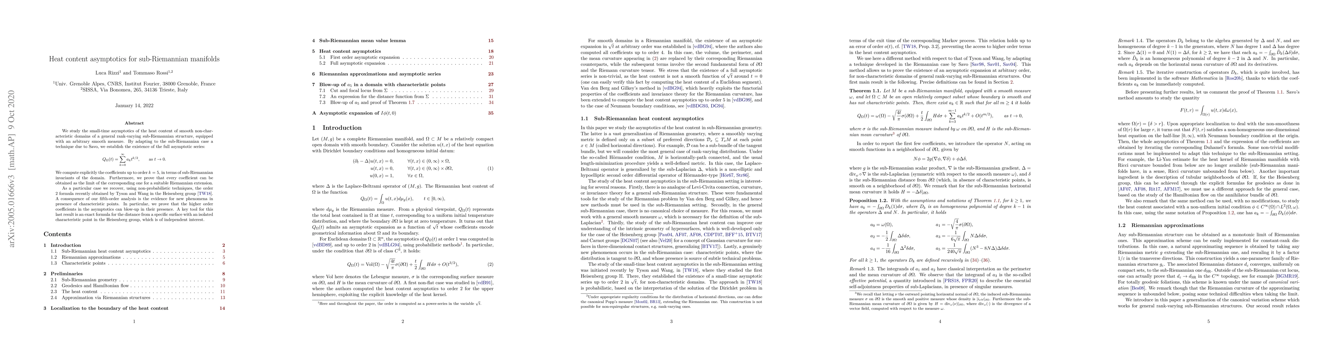 Thumbnail for Heat content asymptotics for sub-Riemannian manifolds