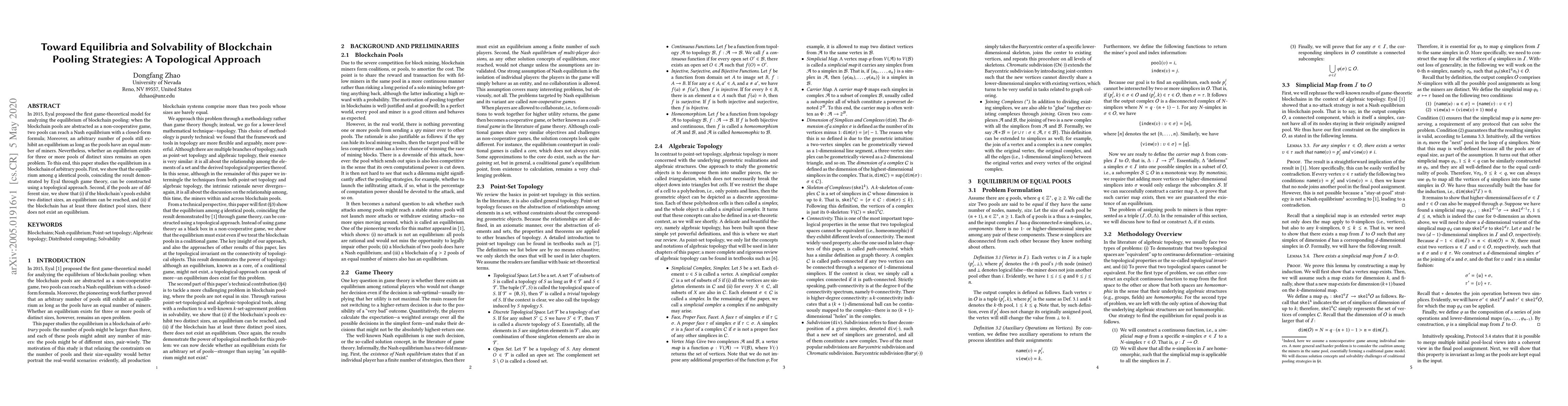 Thumbnail for Toward Equilibria and Solvability of Blockchain Pooling Strategies: A
  Topological Approach