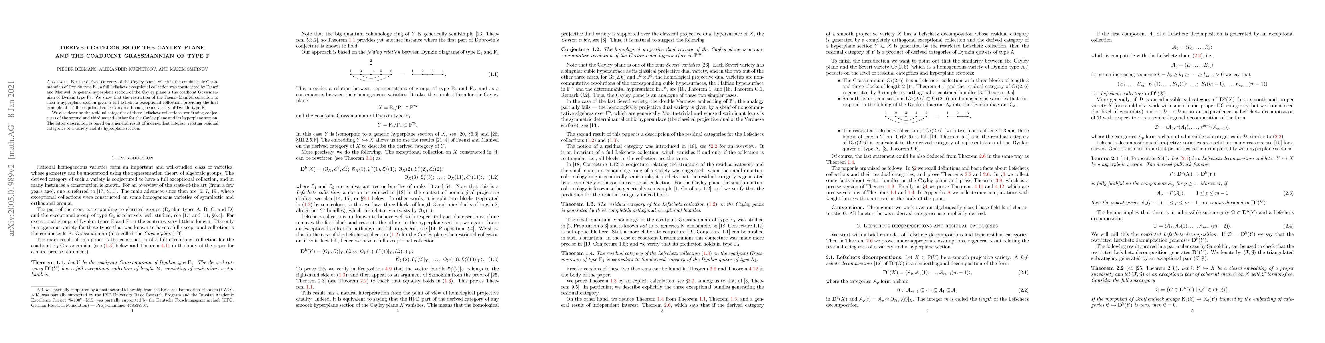 Thumbnail for Derived categories of the Cayley plane and the coadjoint Grassmannian of
  type F