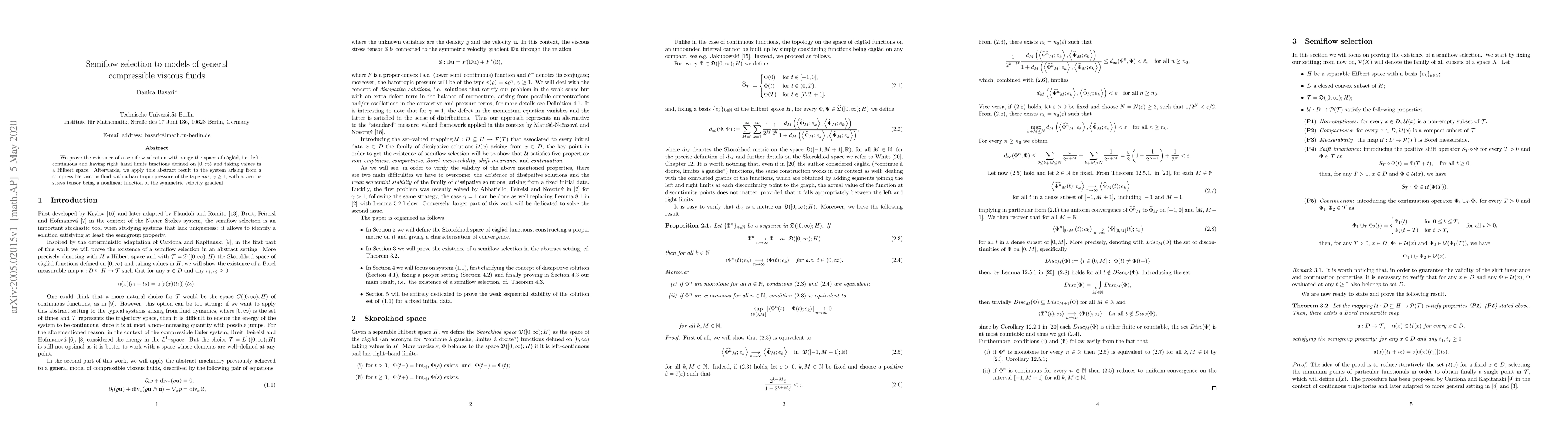 Thumbnail for Semiflow selection to models of general compressible viscous fluids