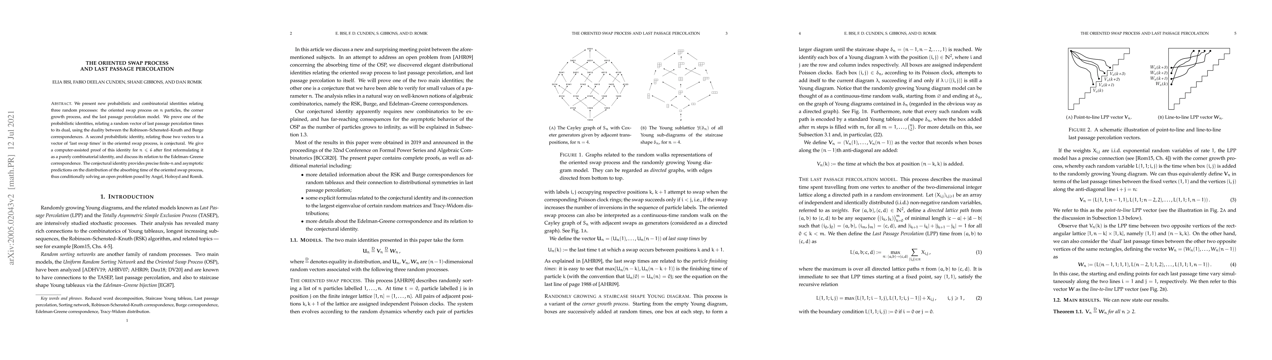 Thumbnail for The oriented swap process and last passage percolation
