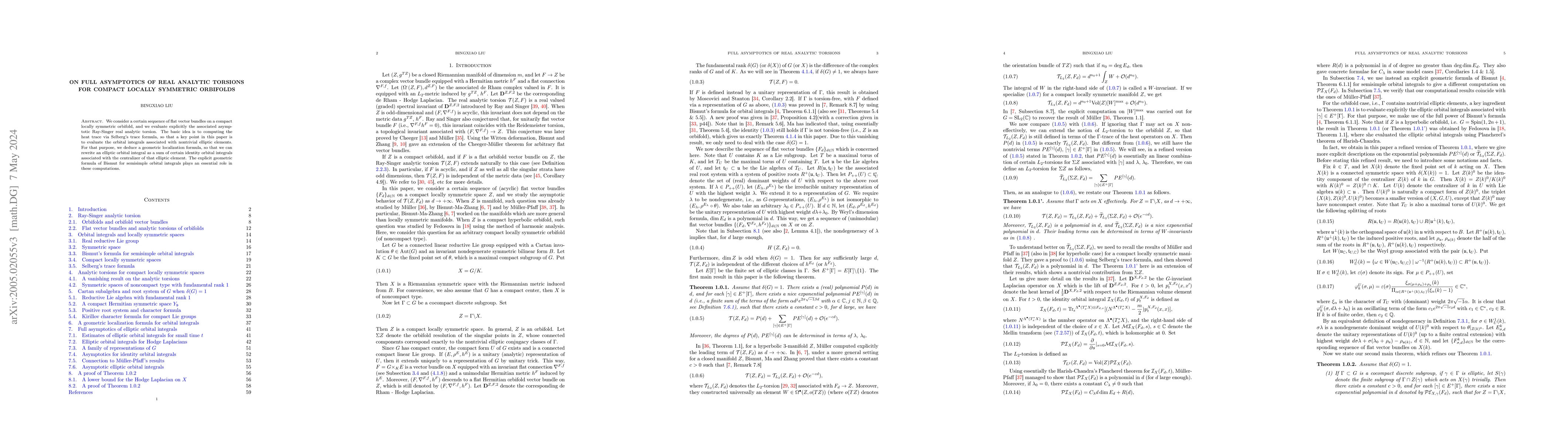 Thumbnail for On full asymptotics of analytic torsions for compact locally symmetric
  orbifolds