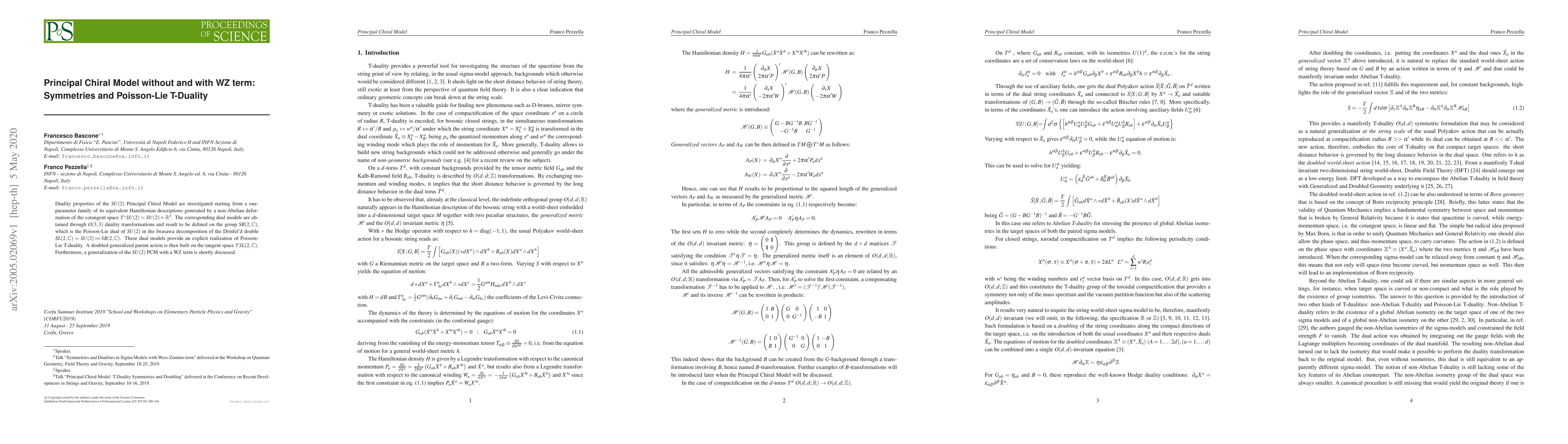 Thumbnail for Principal Chiral Model without and with WZ term: Symmetries and
  Poisson-Lie T-Duality