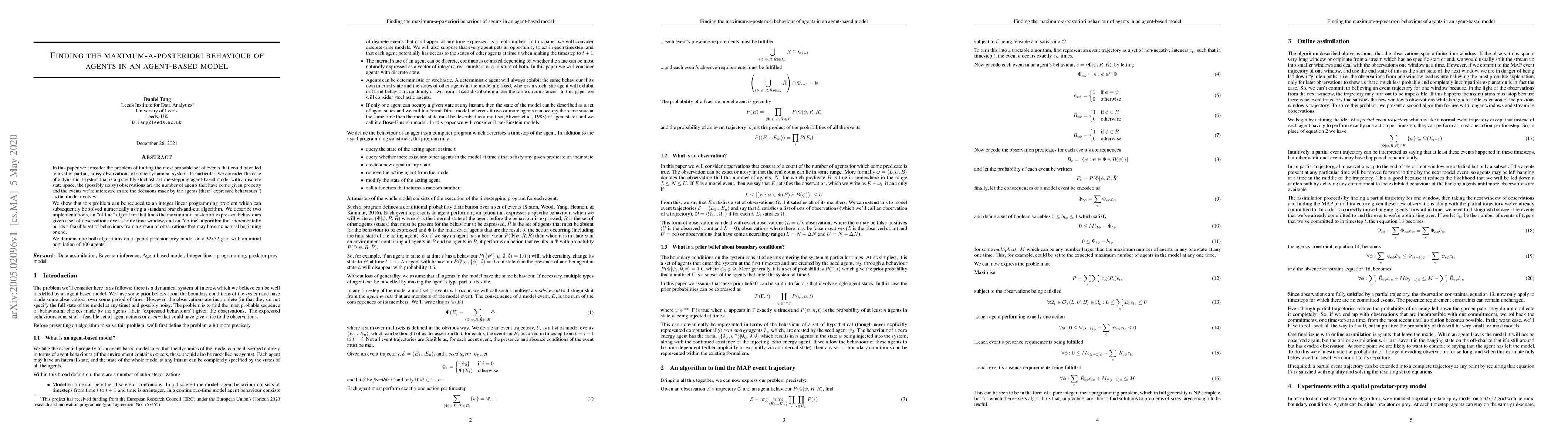 Thumbnail for Finding the maximum-a-posteriori behaviour of agents in an agent-based
  model