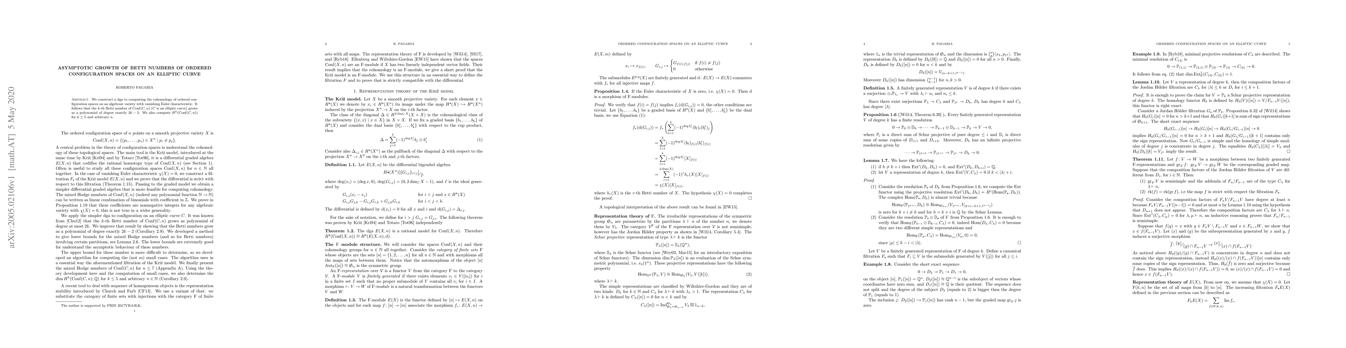 Thumbnail for Asymptotic growth of Betti numbers of ordered configuration spaces on an
  elliptic curve