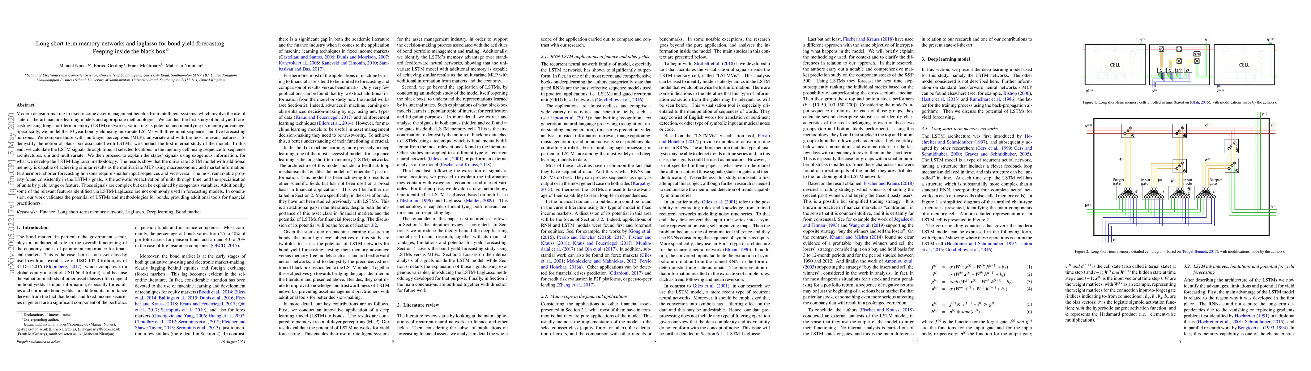 Thumbnail for Long short-term memory networks and laglasso for bond yield forecasting:
  Peeping inside the black box
