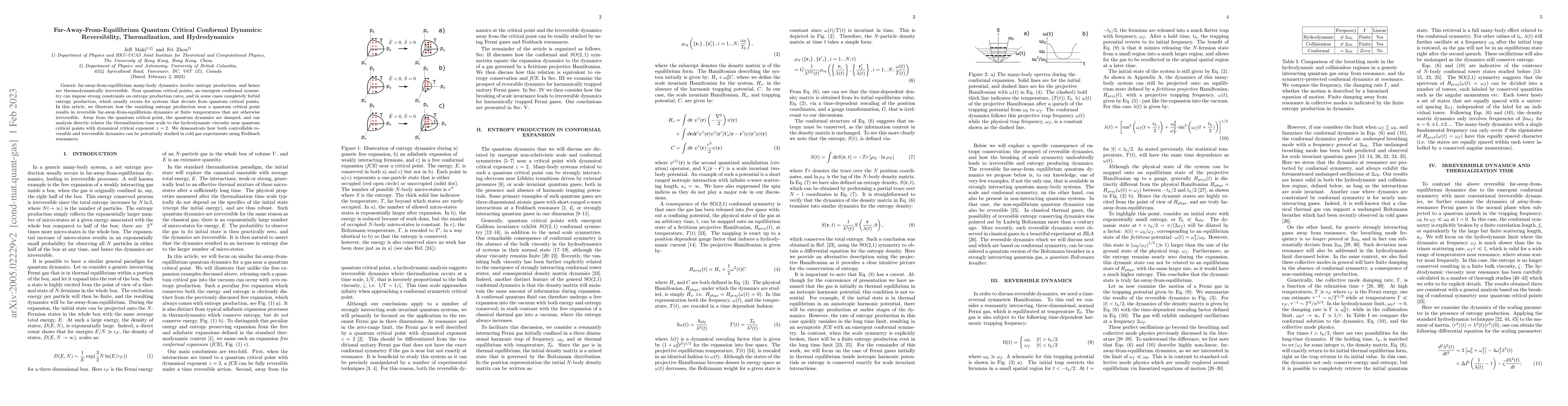 Thumbnail for Far-Away-From-Equilibrium Quantum Critical Conformal Dynamics:
  Reversibility, Thermalization, and Hydrodynamics