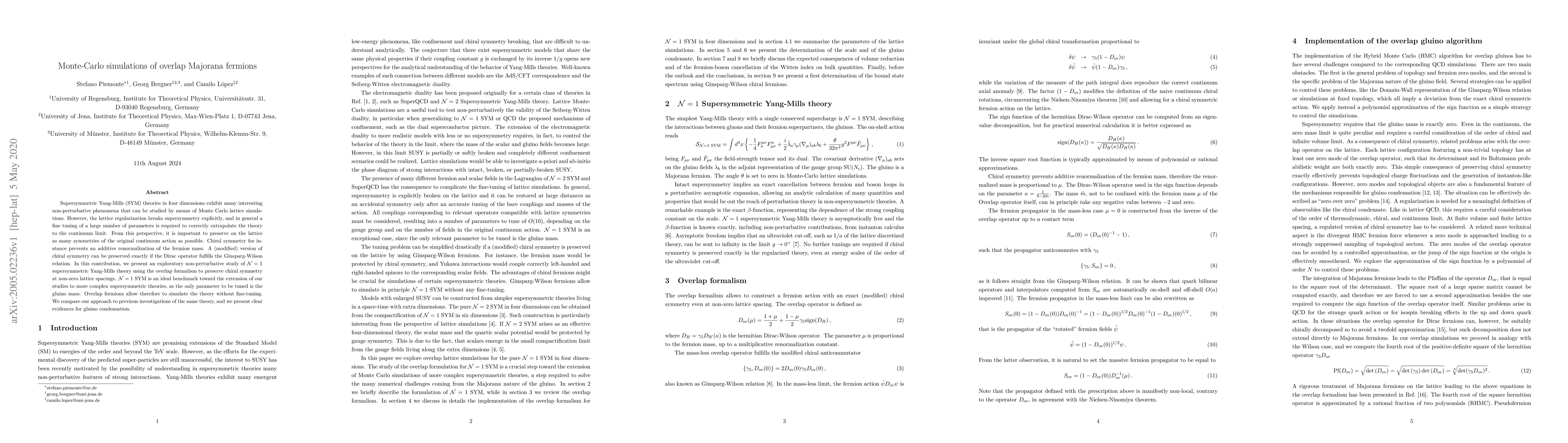Thumbnail for Monte-Carlo simulations of overlap Majorana fermions
