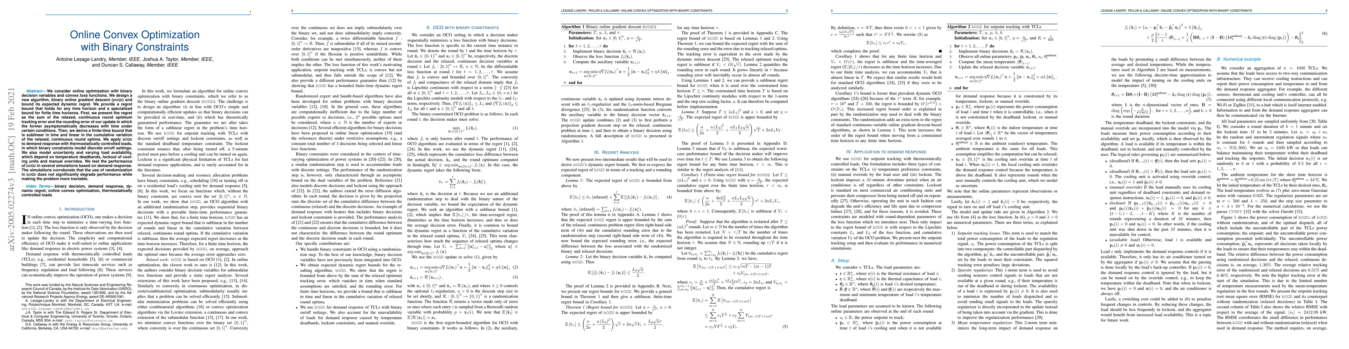 Thumbnail for Online Convex Optimization with Binary Constraints