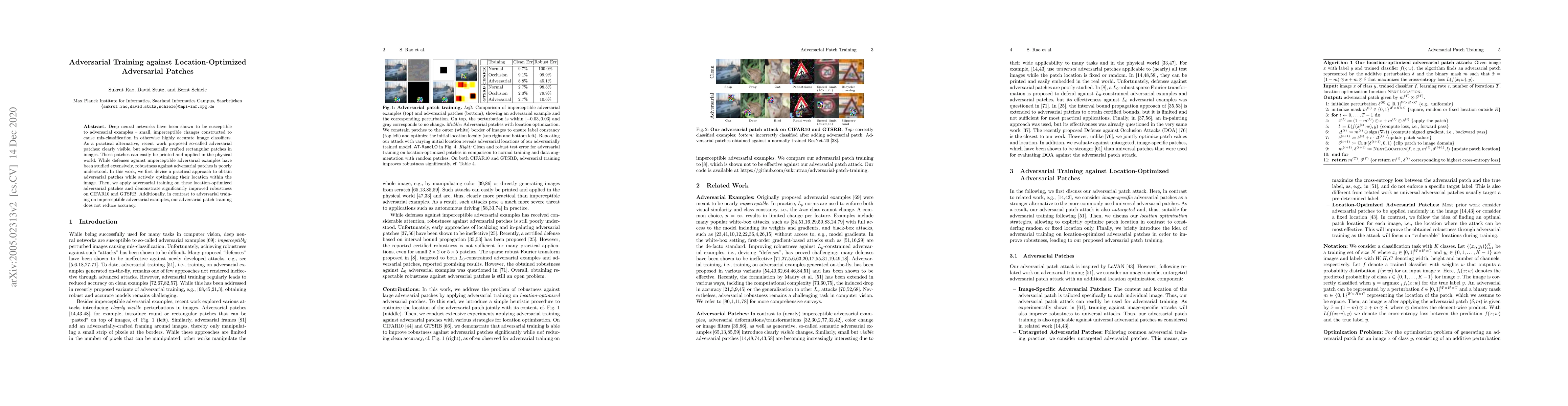 Thumbnail for Adversarial Training against Location-Optimized Adversarial Patches