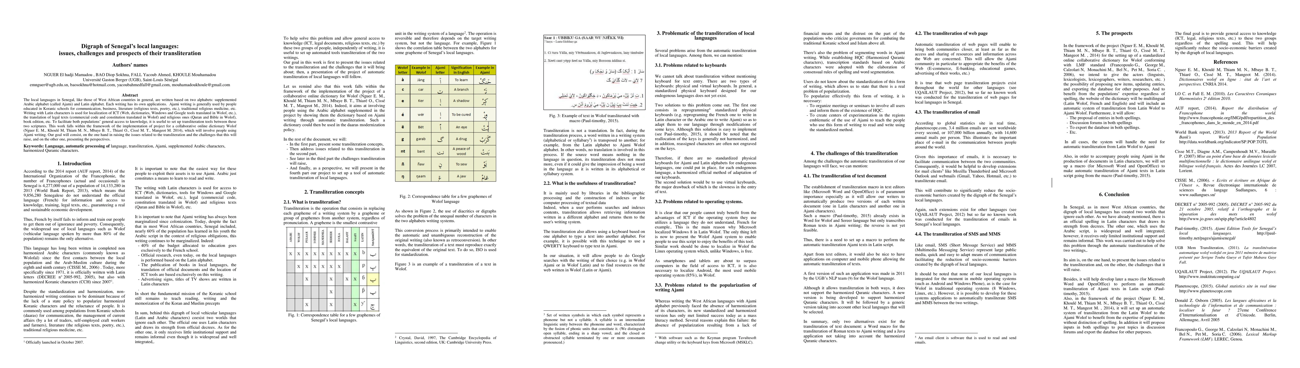Thumbnail for Digraph of Senegal s local languages: issues, challenges and prospects
  of their transliteration