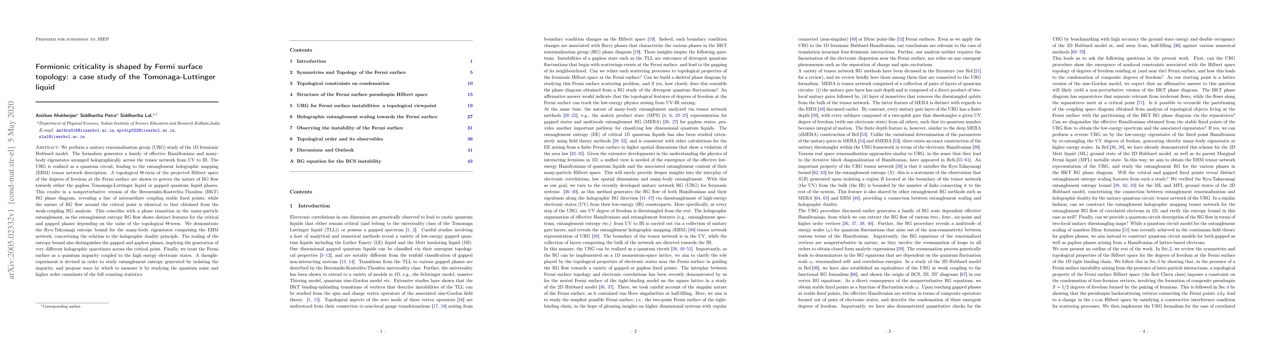 Thumbnail for Fermionic criticality is shaped by Fermi surface topology: a case study
  of the Tomonaga-Luttinger liquid