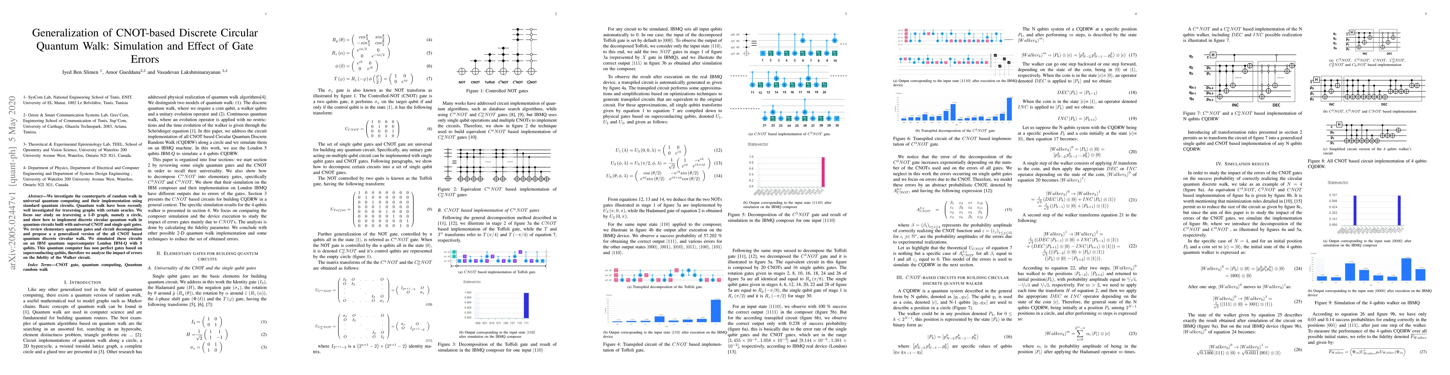 Thumbnail for Generalization of CNOT-based Discrete Circular Quantum Walk: Simulation
  and Effect of Gate Errors