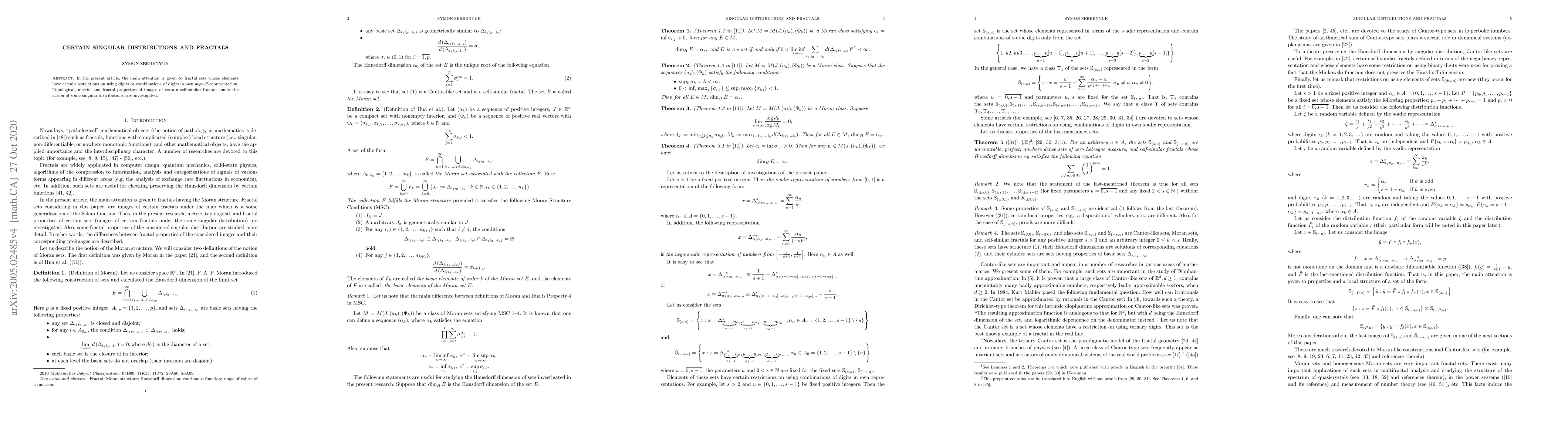 Thumbnail for Certain singular distributions and fractals