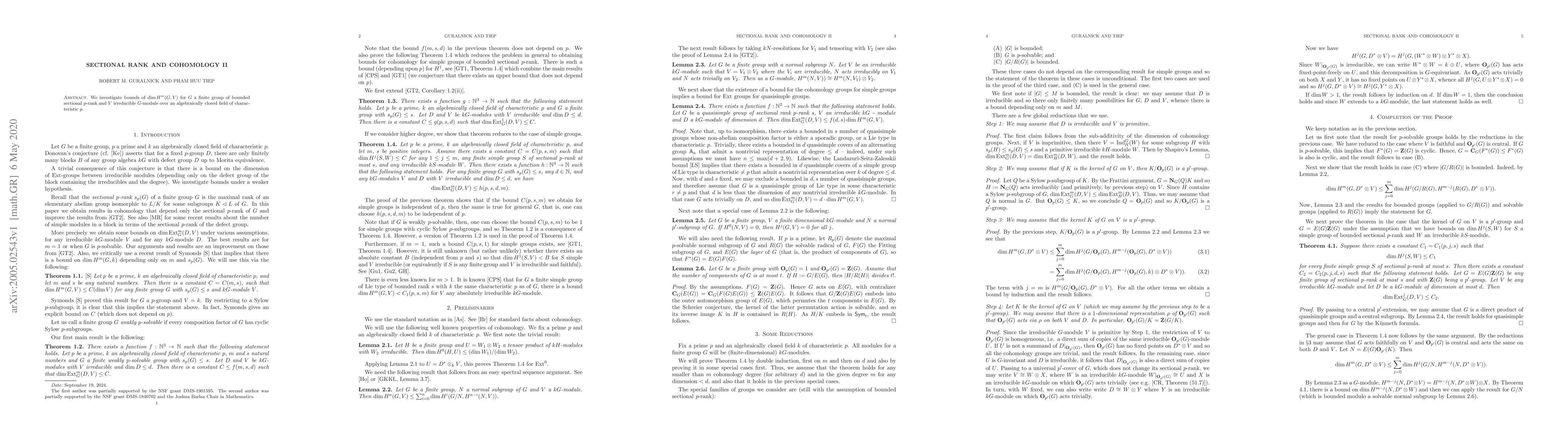 Thumbnail for Sectional rank and Cohomology II