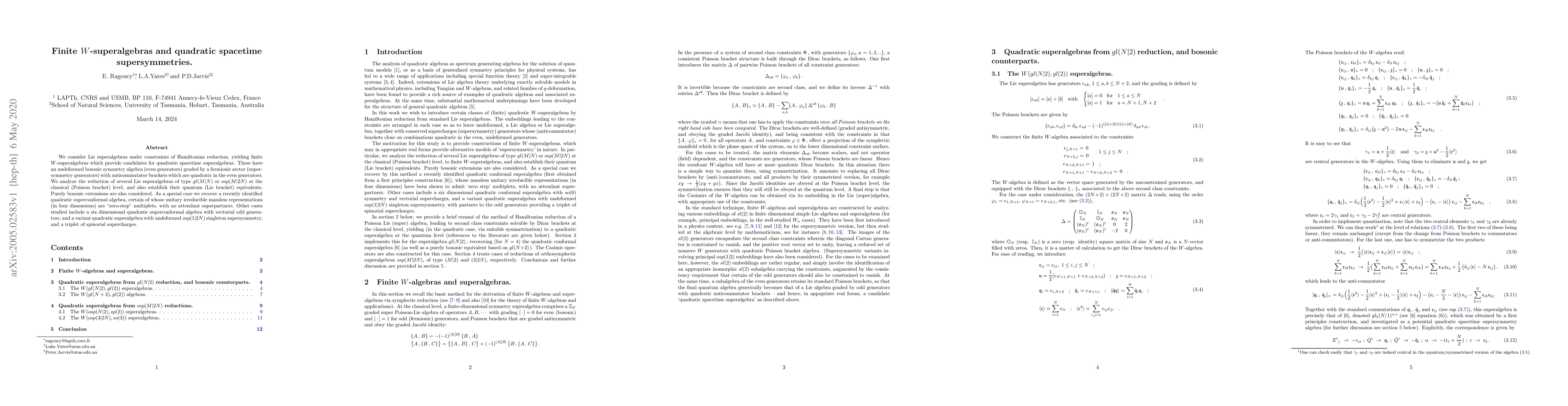 Thumbnail for Finite $W$-superalgebras and quadratic spacetime supersymmetries