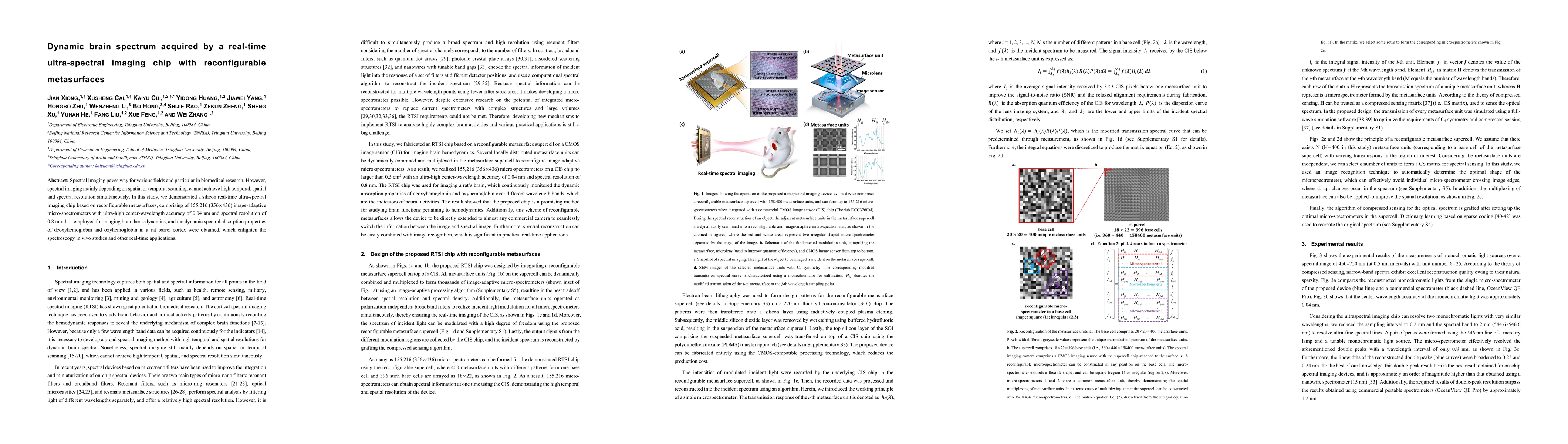 Thumbnail for Dynamic brain spectrum acquired by a real-time ultra-spectral imaging
  chip with reconfigurable metasurfaces