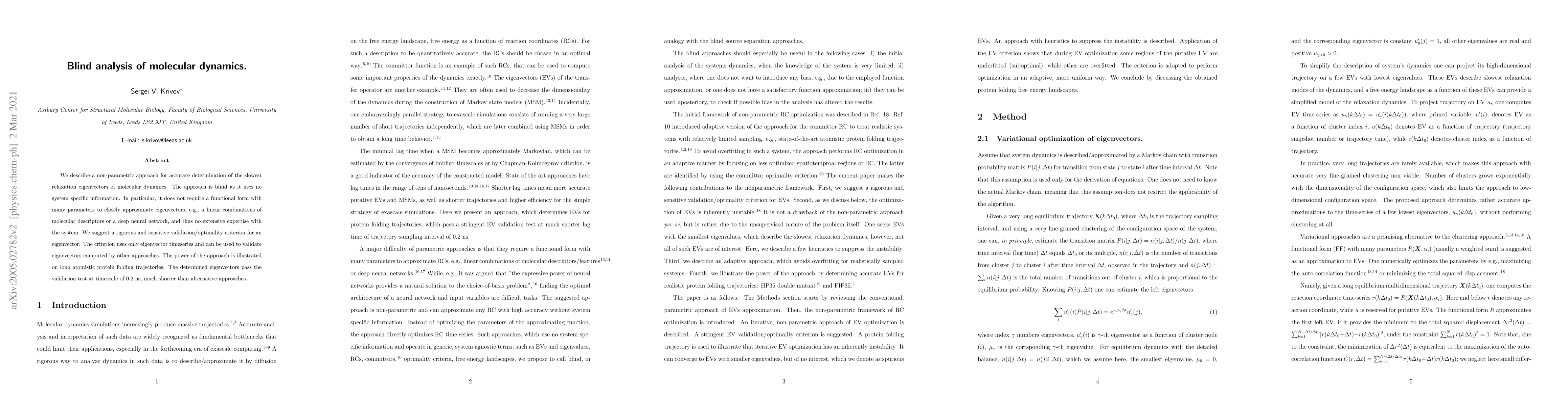 Thumbnail for Blind analysis of molecular dynamics
