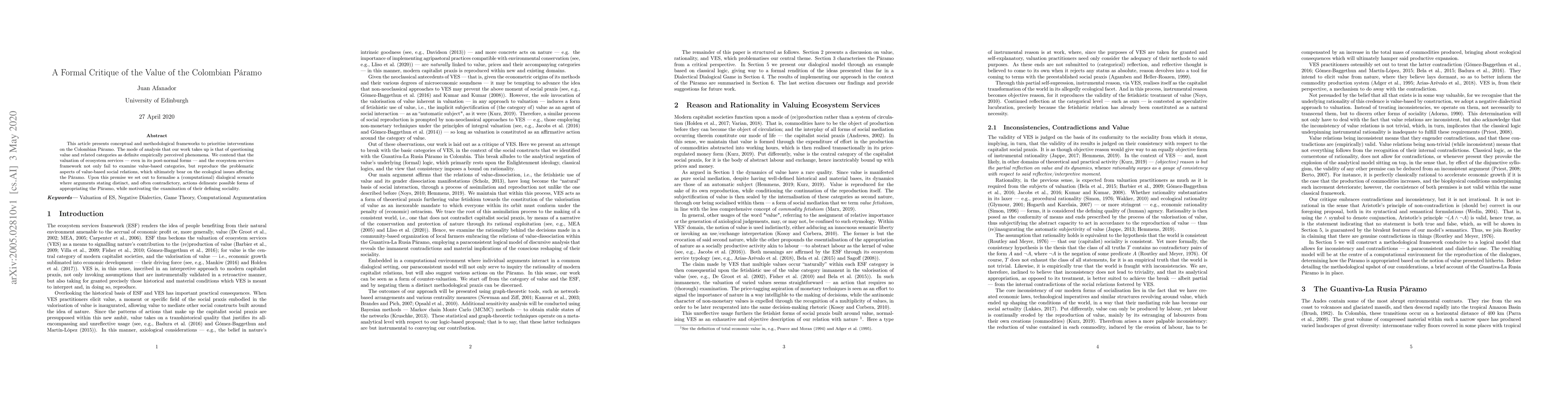 Thumbnail for A Formal Critique of the Value of the Colombian P\'aramo