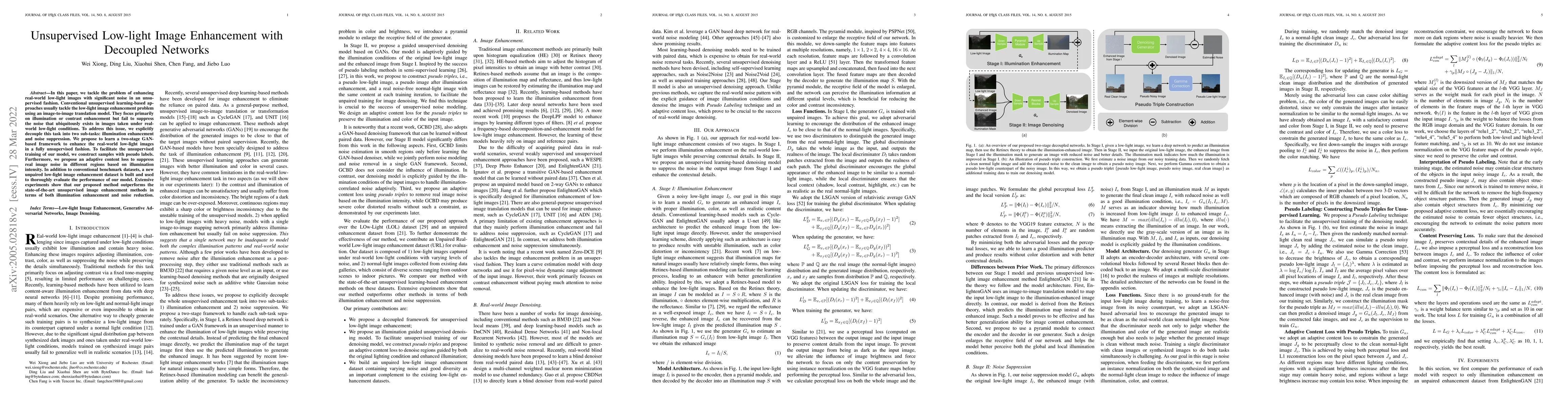 Thumbnail for Unsupervised Low-light Image Enhancement with Decoupled Networks