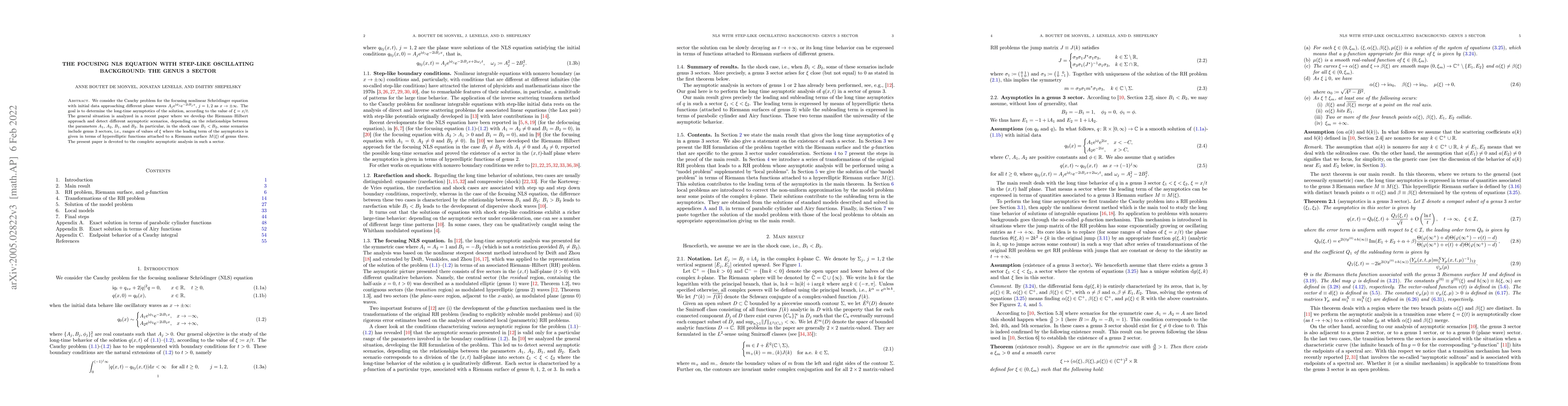 Thumbnail for The focusing NLS equation with step-like oscillating background: the
  genus 3 sector