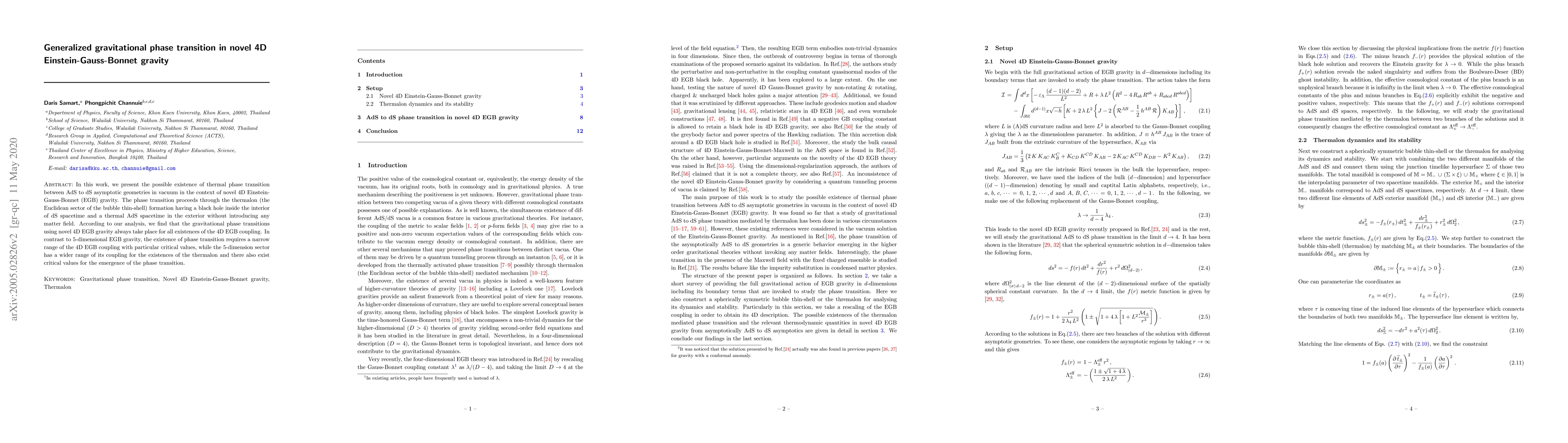 Thumbnail for Generalized gravitational phase transition in novel 4D
  Einstein-Gauss-Bonnet gravity
