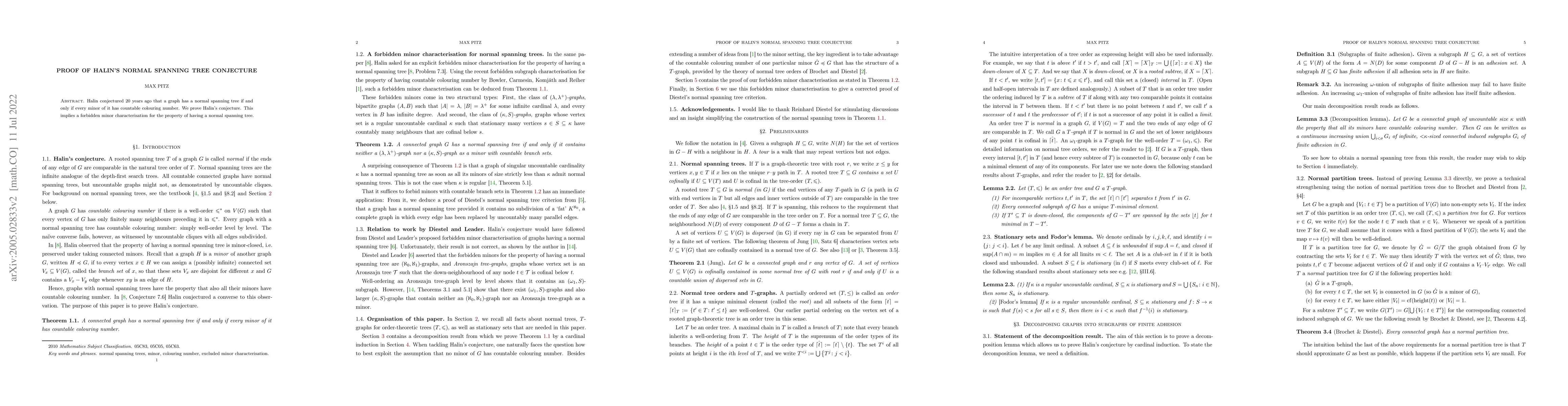 Thumbnail for Proof of Halin's normal spanning tree conjecture