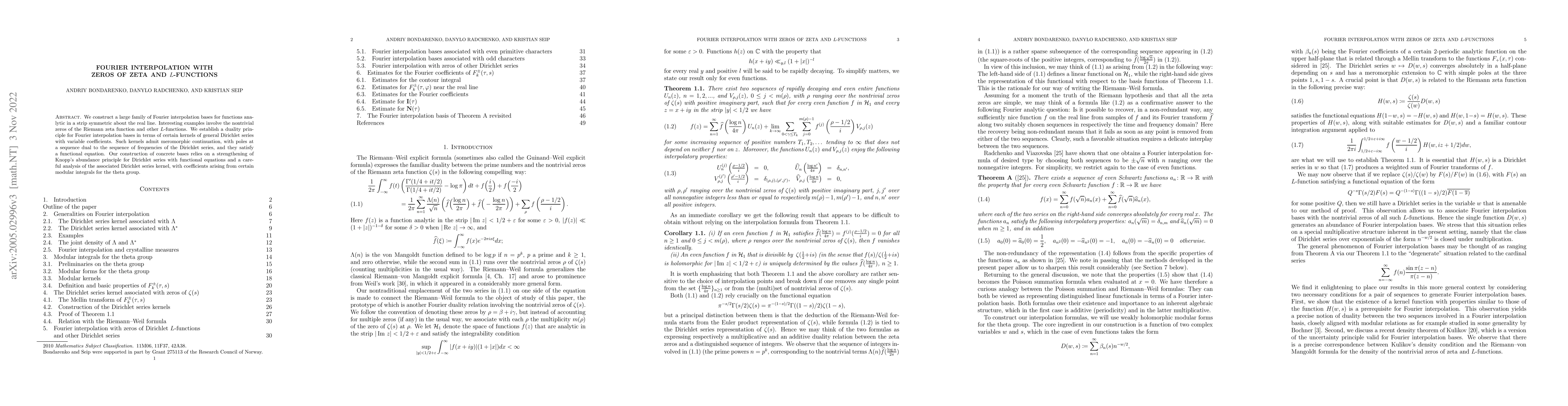 Thumbnail for Fourier interpolation with zeros of zeta and $L$-functions