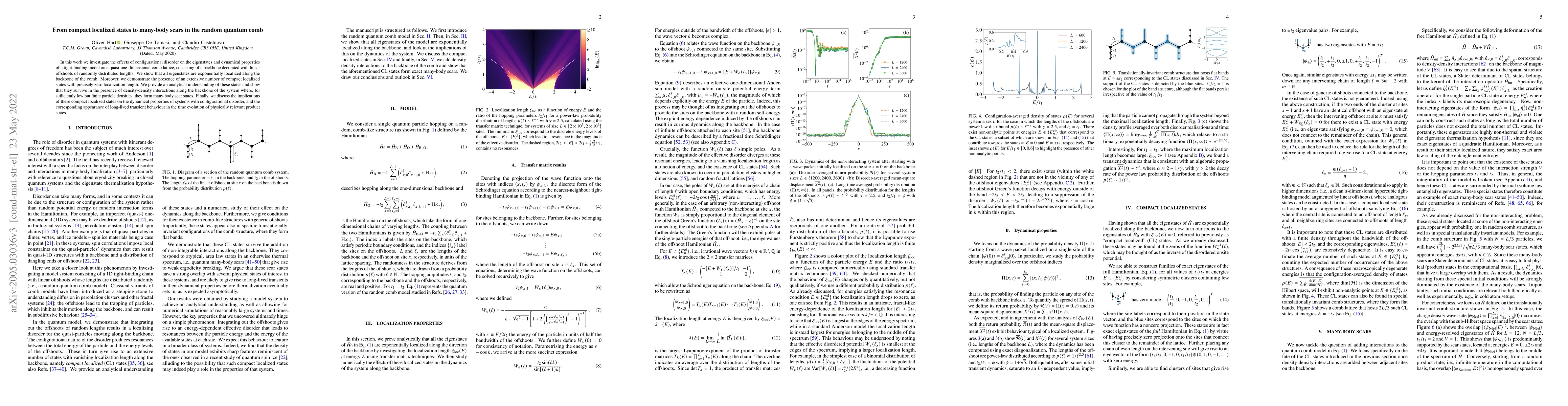 Thumbnail for From compact localized states to many-body scars in the random quantum
  comb