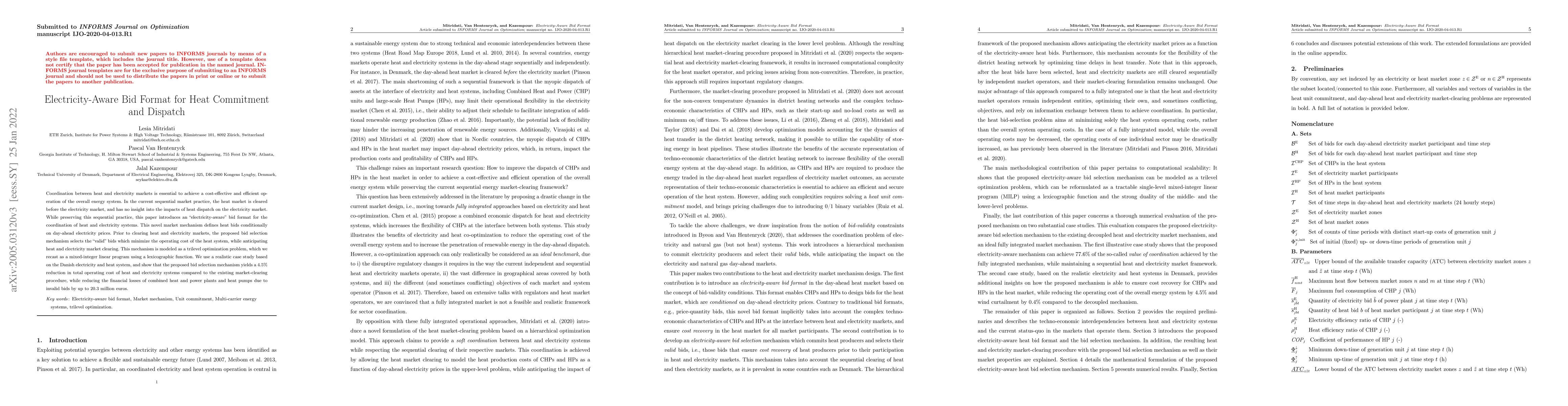 Thumbnail for Electricity-Aware Bid Format for Heat Commitment and Dispatch