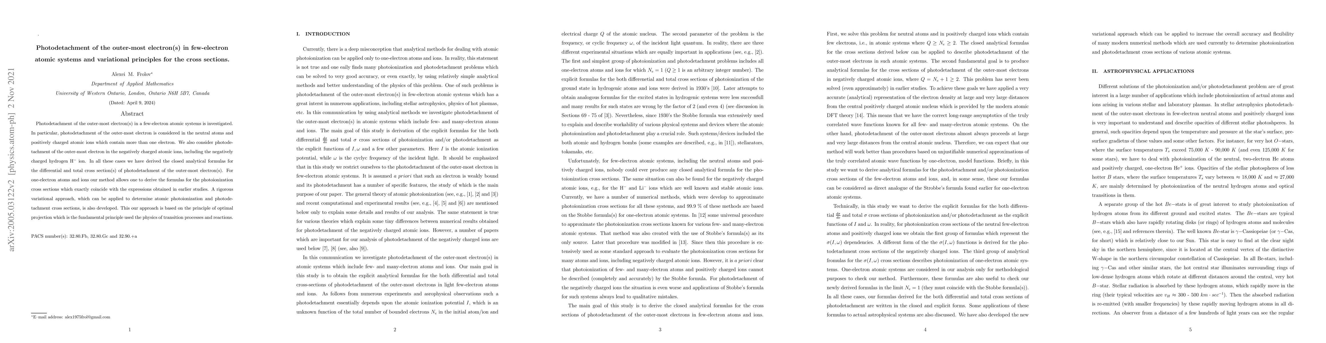 Thumbnail for Photodetachment of the outer-most electrons in a few- and many-electron
  atomic systems