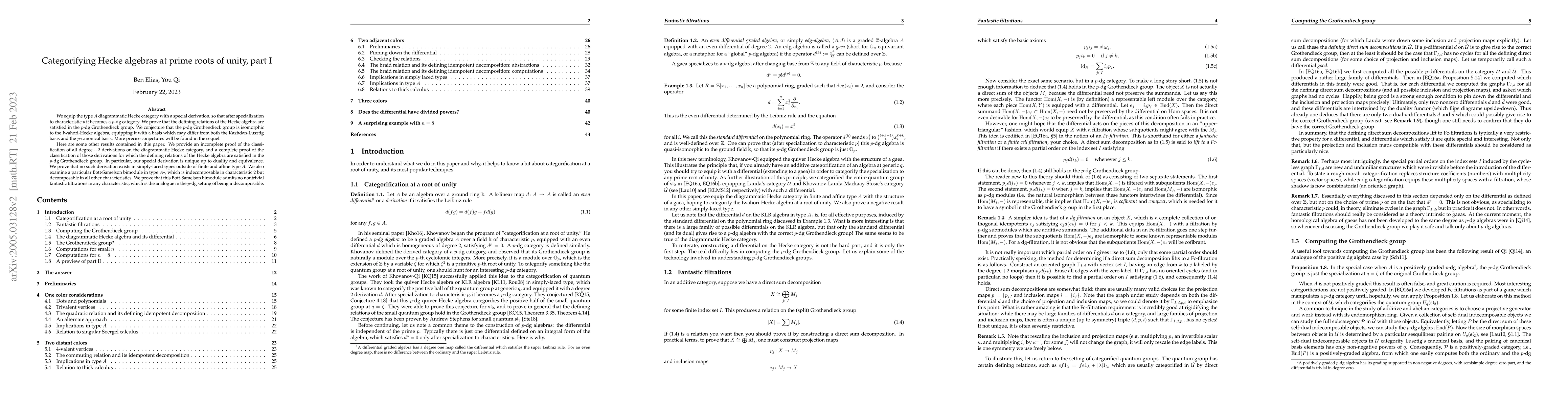 Thumbnail for Categorifying Hecke algebras at prime roots of unity, part I