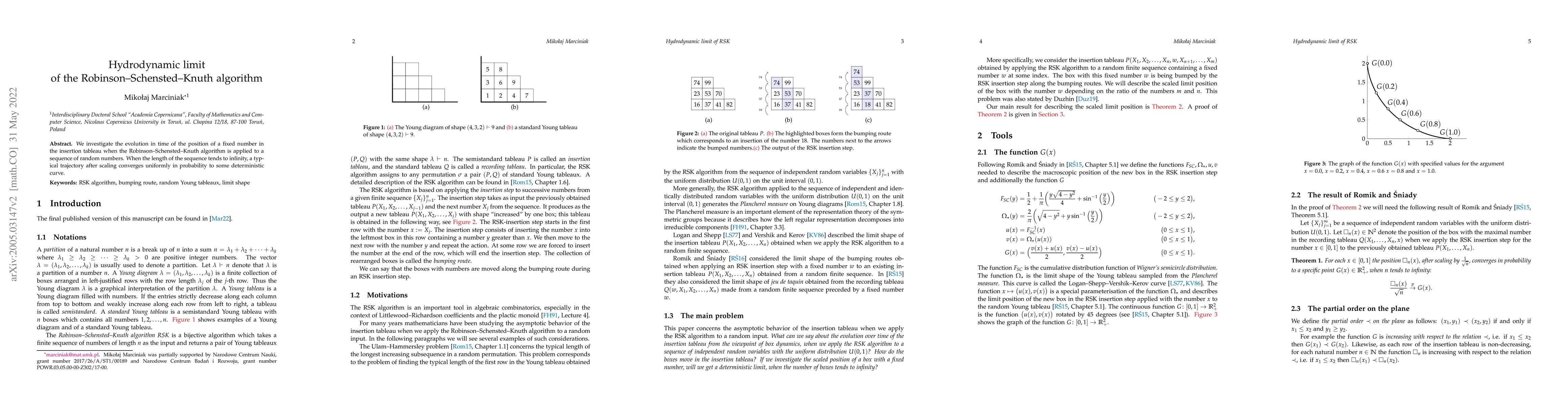 Thumbnail for Hydrodynamic limit of Robinson-Schensted-Knuth algorithm