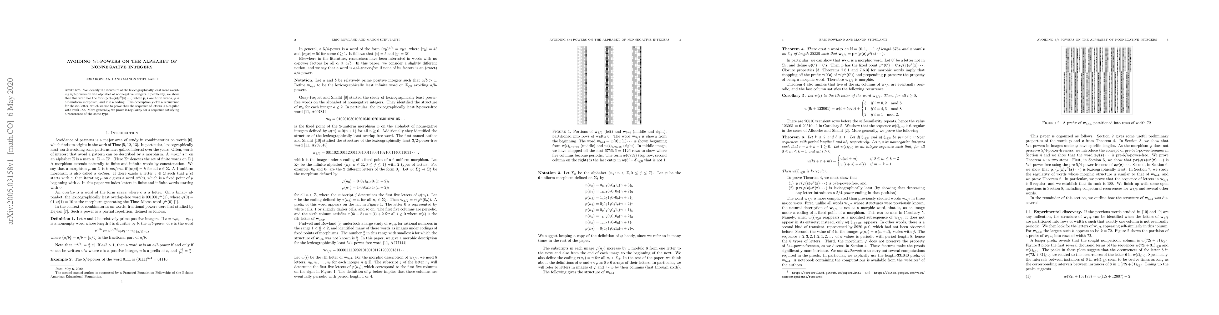 Thumbnail for Avoiding 5/4-powers on the alphabet of nonnegative integers