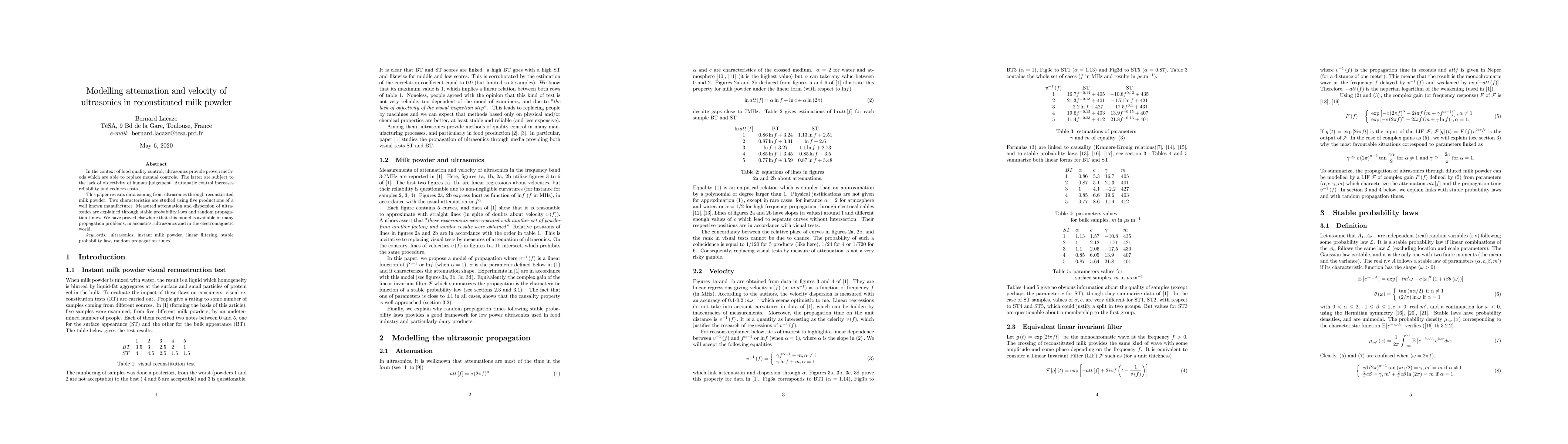 Thumbnail for Modelling attenuation and velocity of ultrasonics in reconstituted milk
  powder