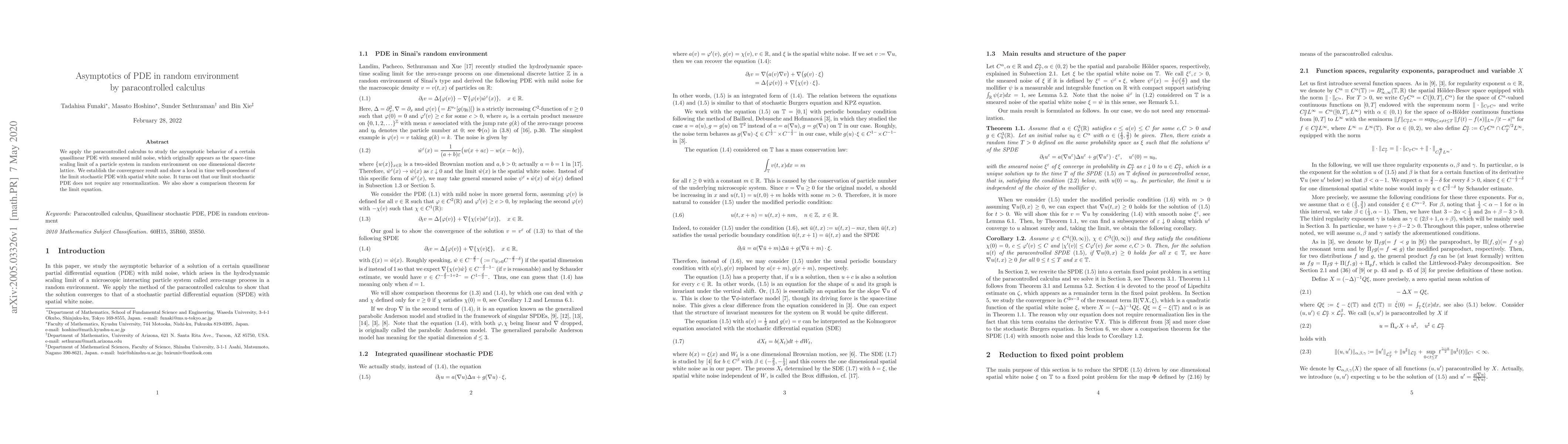 Thumbnail for Asymptotics of PDE in random environment by paracontrolled calculus