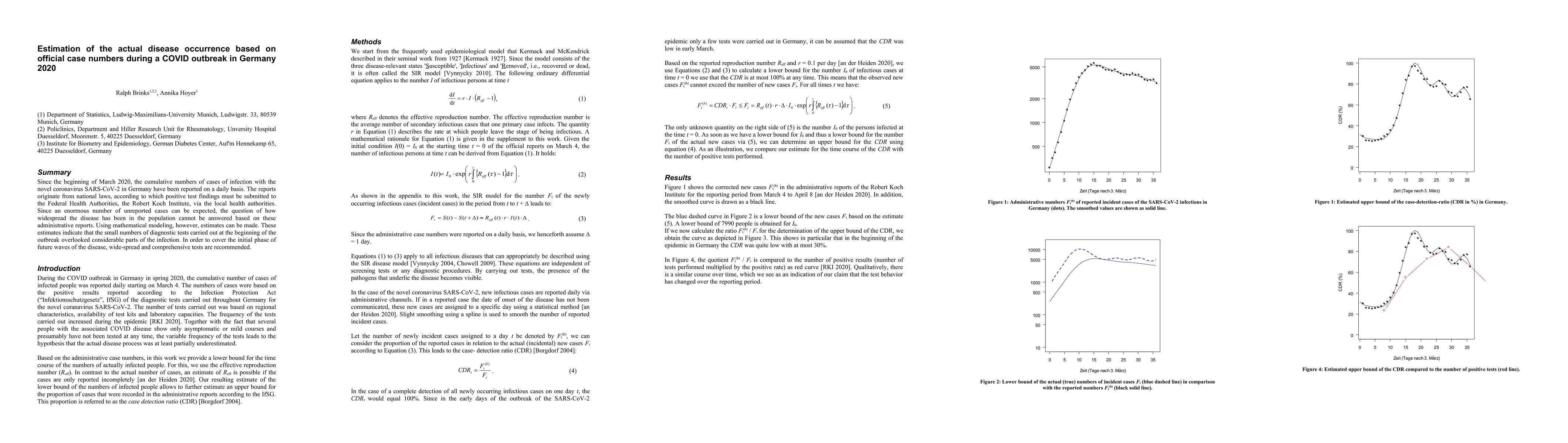 Thumbnail for Estimation of the actual disease occurrence based on official case
  numbers during a COVID outbreak in Germany 2020