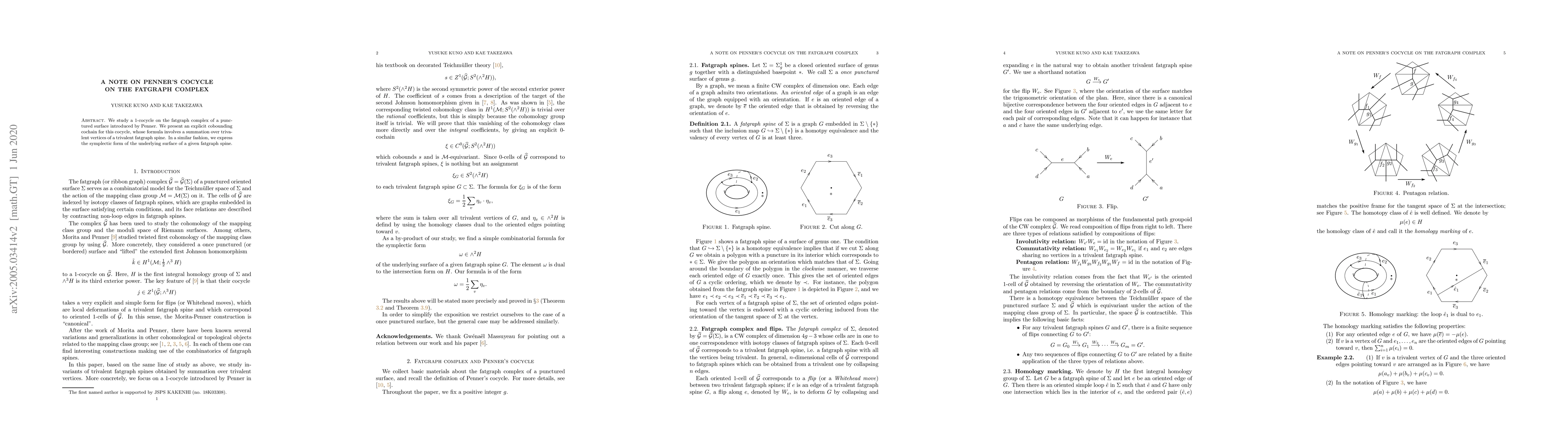 Thumbnail for A note on Penner's cocycle on the fatgraph complex