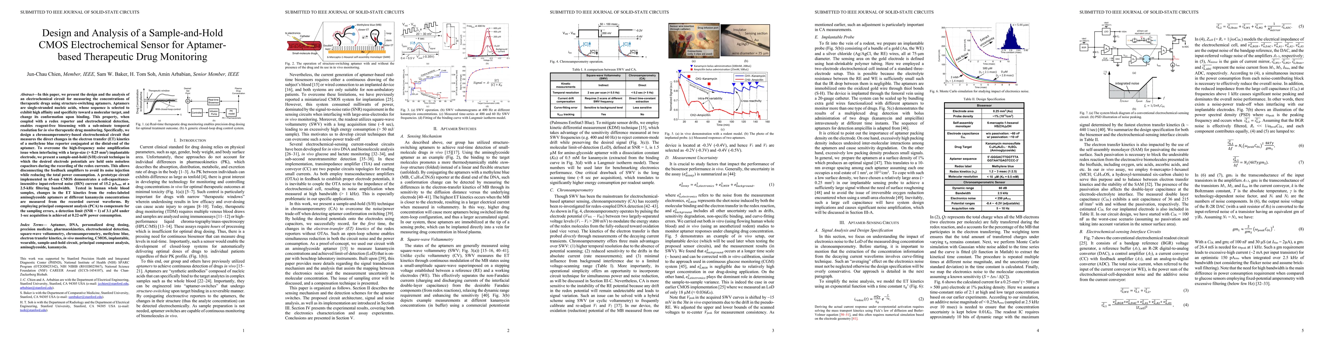 Thumbnail for Design and Analysis of a Sample-and-Hold CMOS Electrochemical Sensor for
  Aptamer-based Therapeutic Drug Monitoring