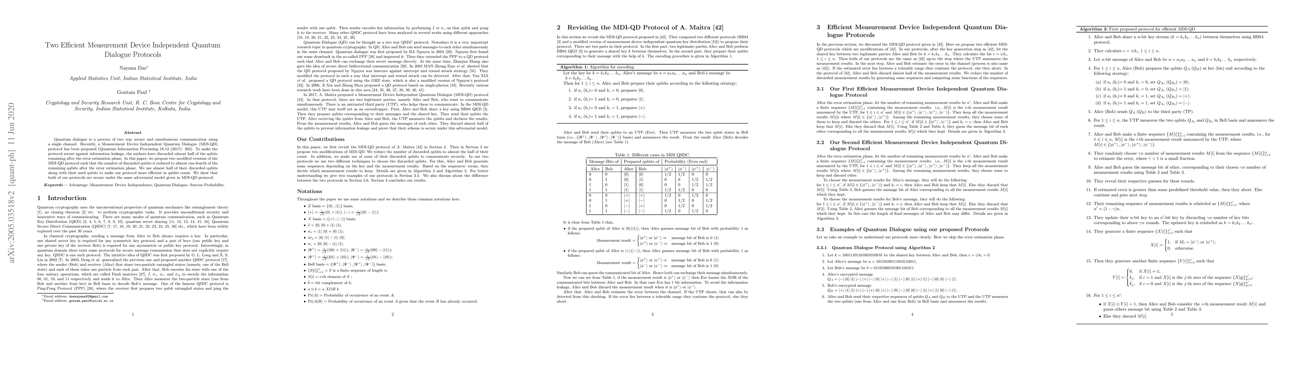 Thumbnail for Two Efficient Measurement Device Independent Quantum Dialogue Protocols