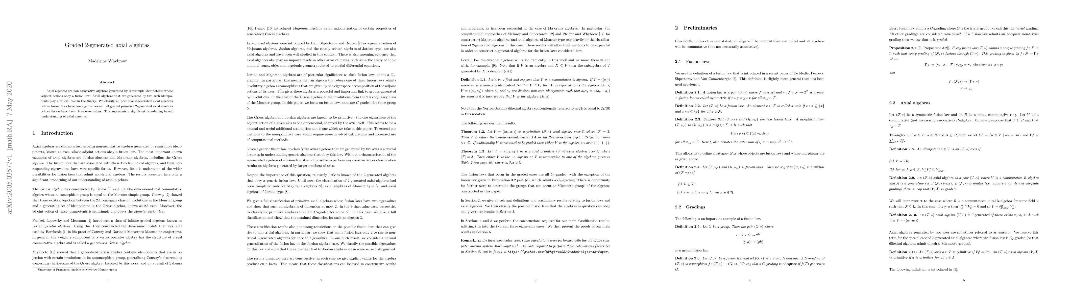 Thumbnail for Graded 2-generated axial algebras
