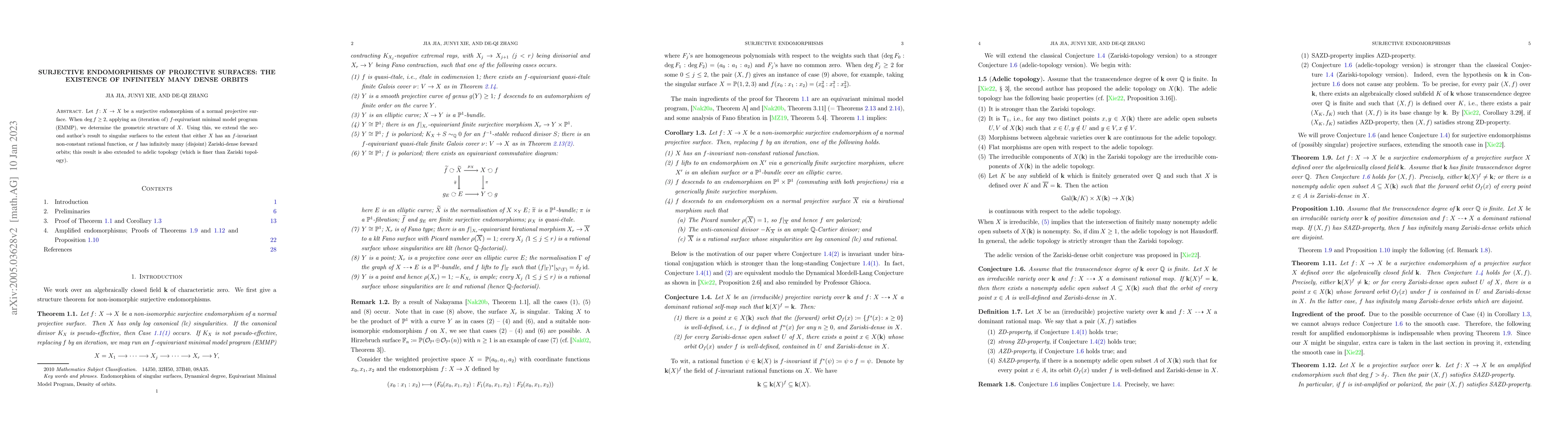 Thumbnail for Surjective endomorphisms of projective surfaces: the existence of
  infinitely many dense orbits