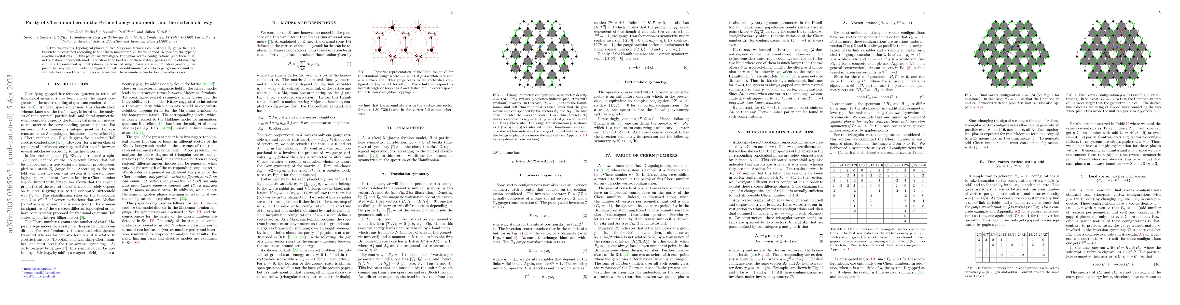 Thumbnail for Parity of Chern numbers in the Kitaev honeycomb model and the
  sixteenfold way