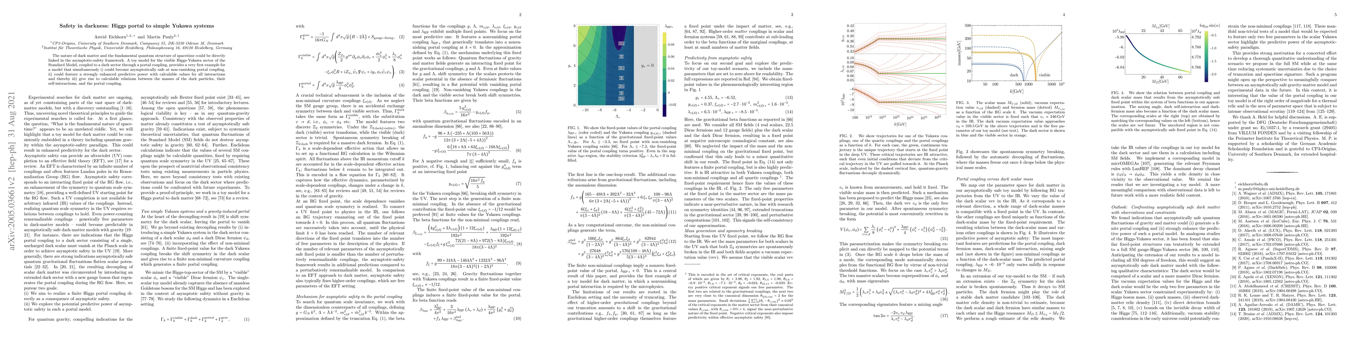 Thumbnail for Safety in darkness: Higgs portal to simple Yukawa systems