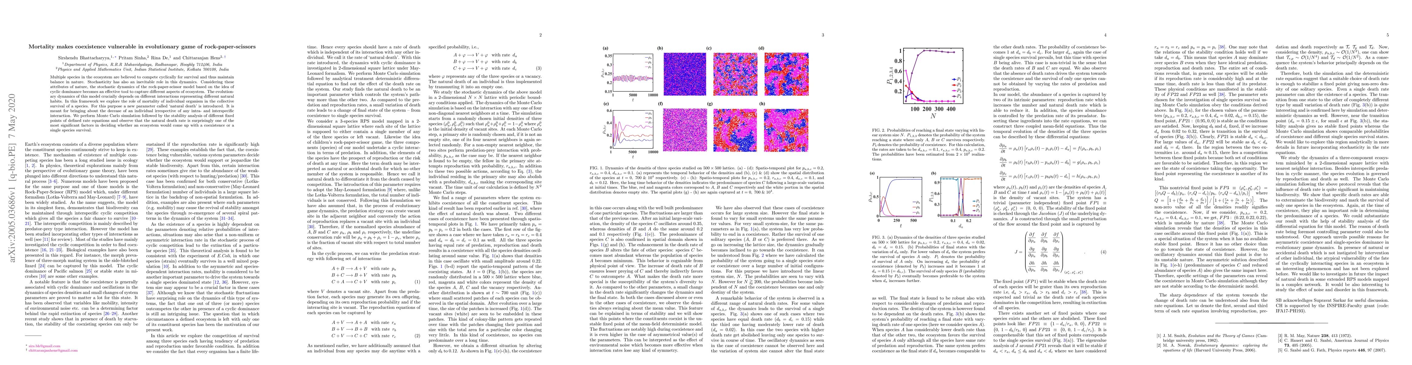 Thumbnail for Mortality makes coexistence vulnerable in evolutionary game of
  rock-paper-scissors