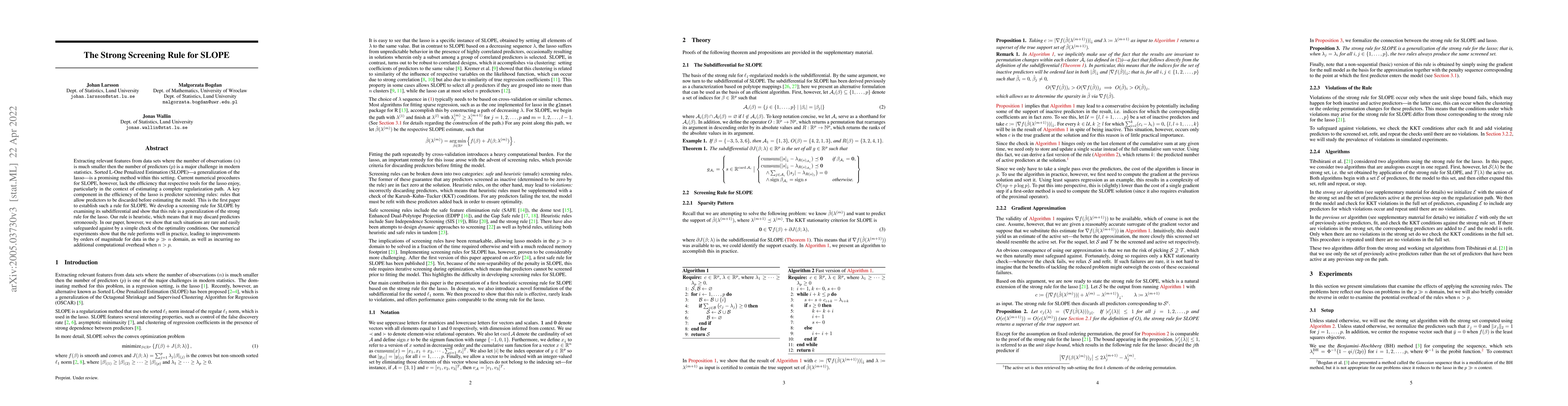 Thumbnail for The Strong Screening Rule for SLOPE