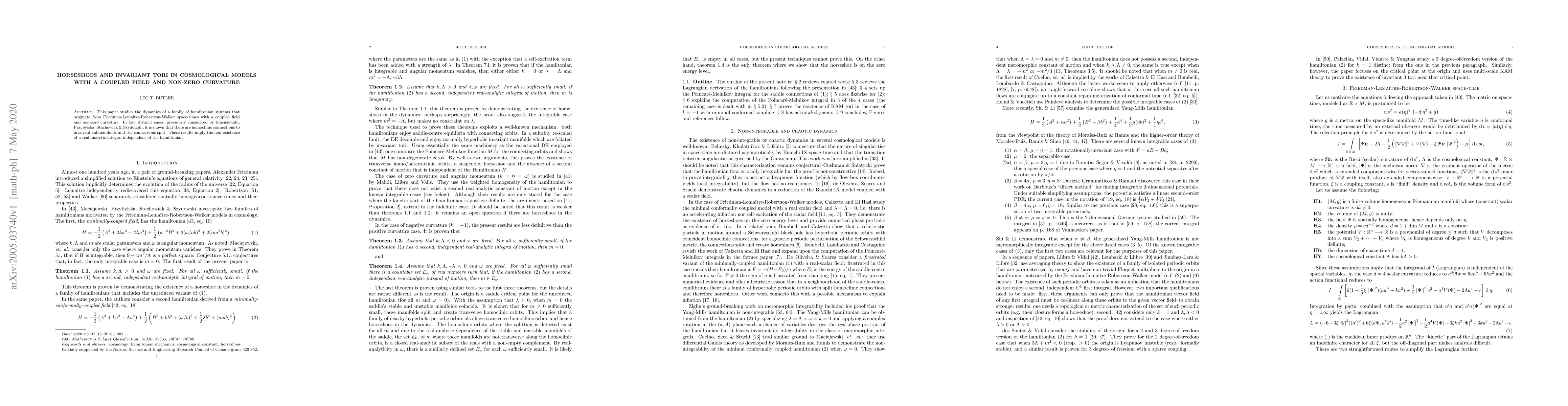 Thumbnail for Horseshoes and invariant tori in cosmological models with a coupled
  field and non-zero curvature