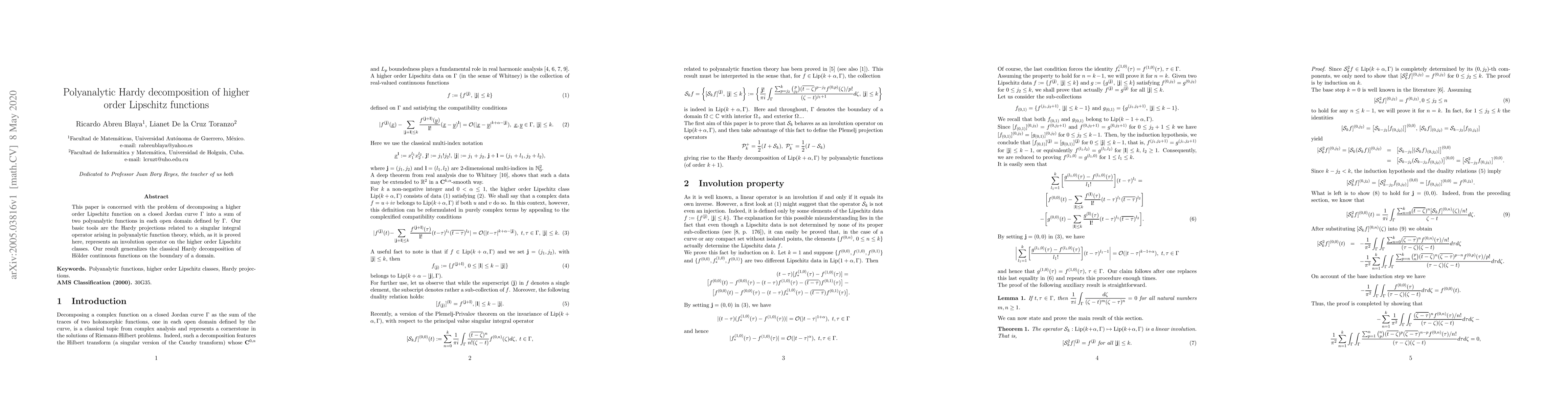 Thumbnail for Polyanalytic Hardy decomposition of higher order Lipschitz functions