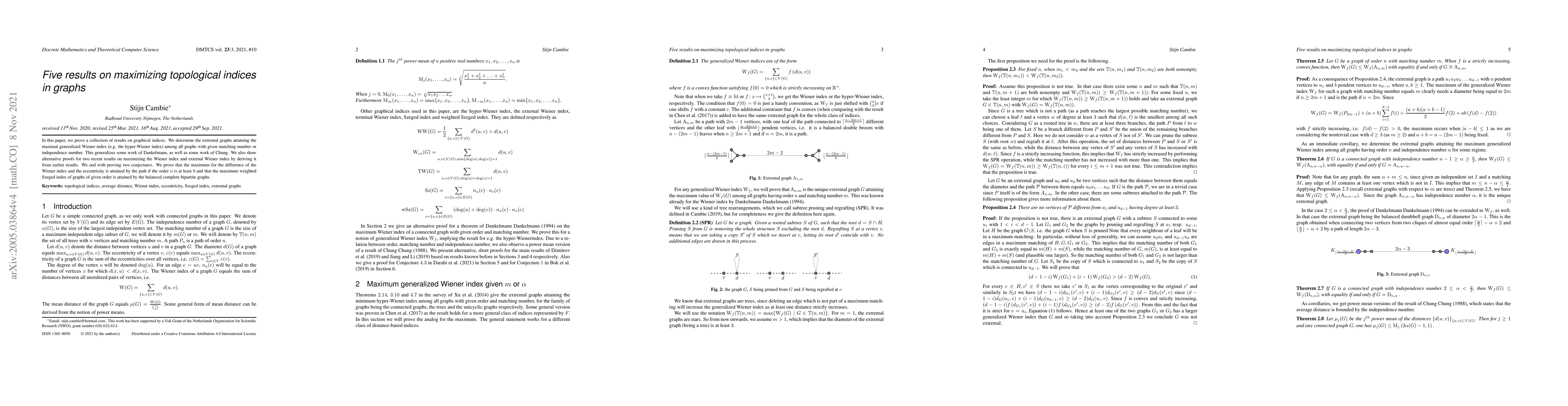 Thumbnail for Five results on maximizing topological indices in graphs